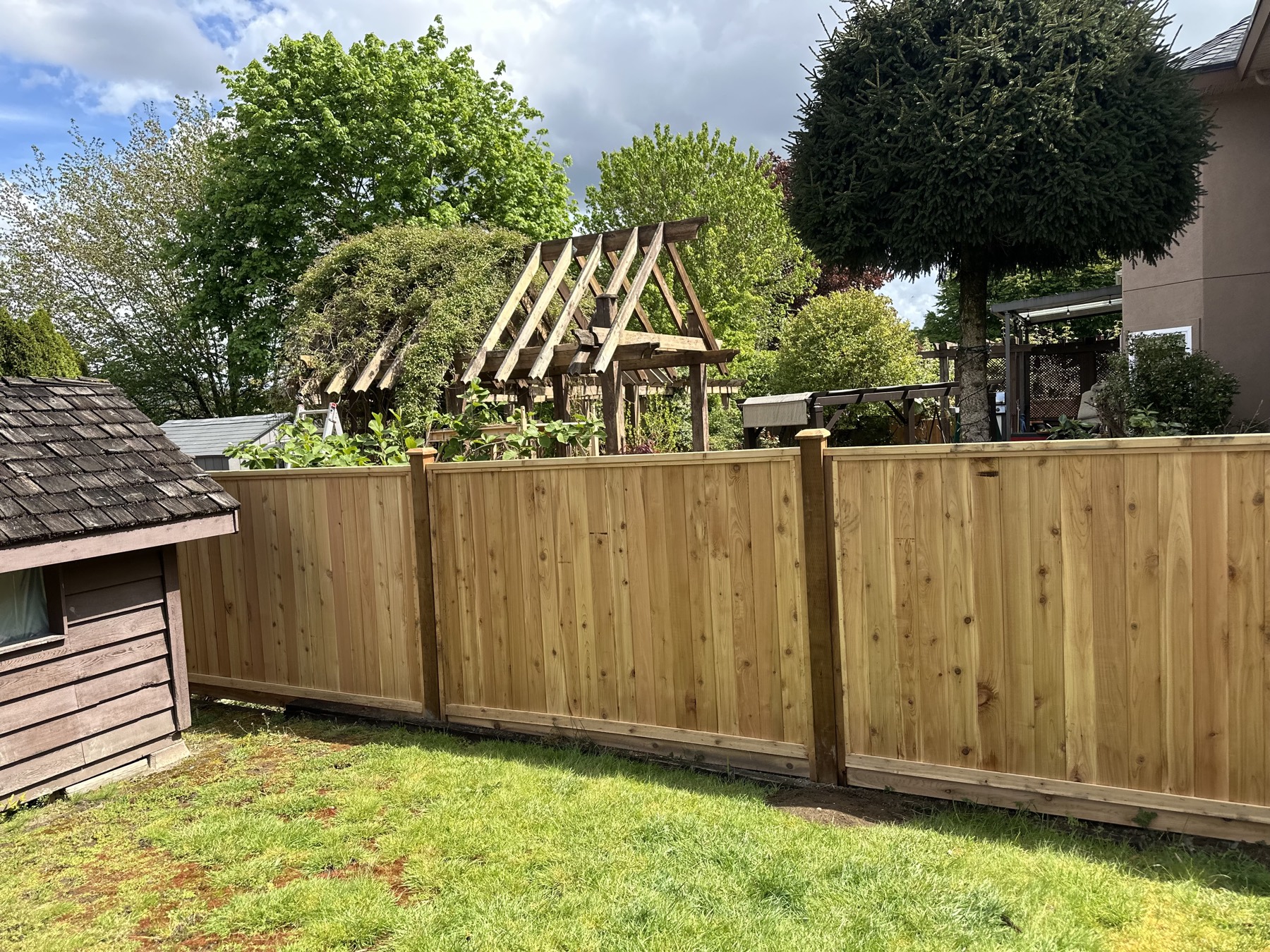 A completed cedar fence