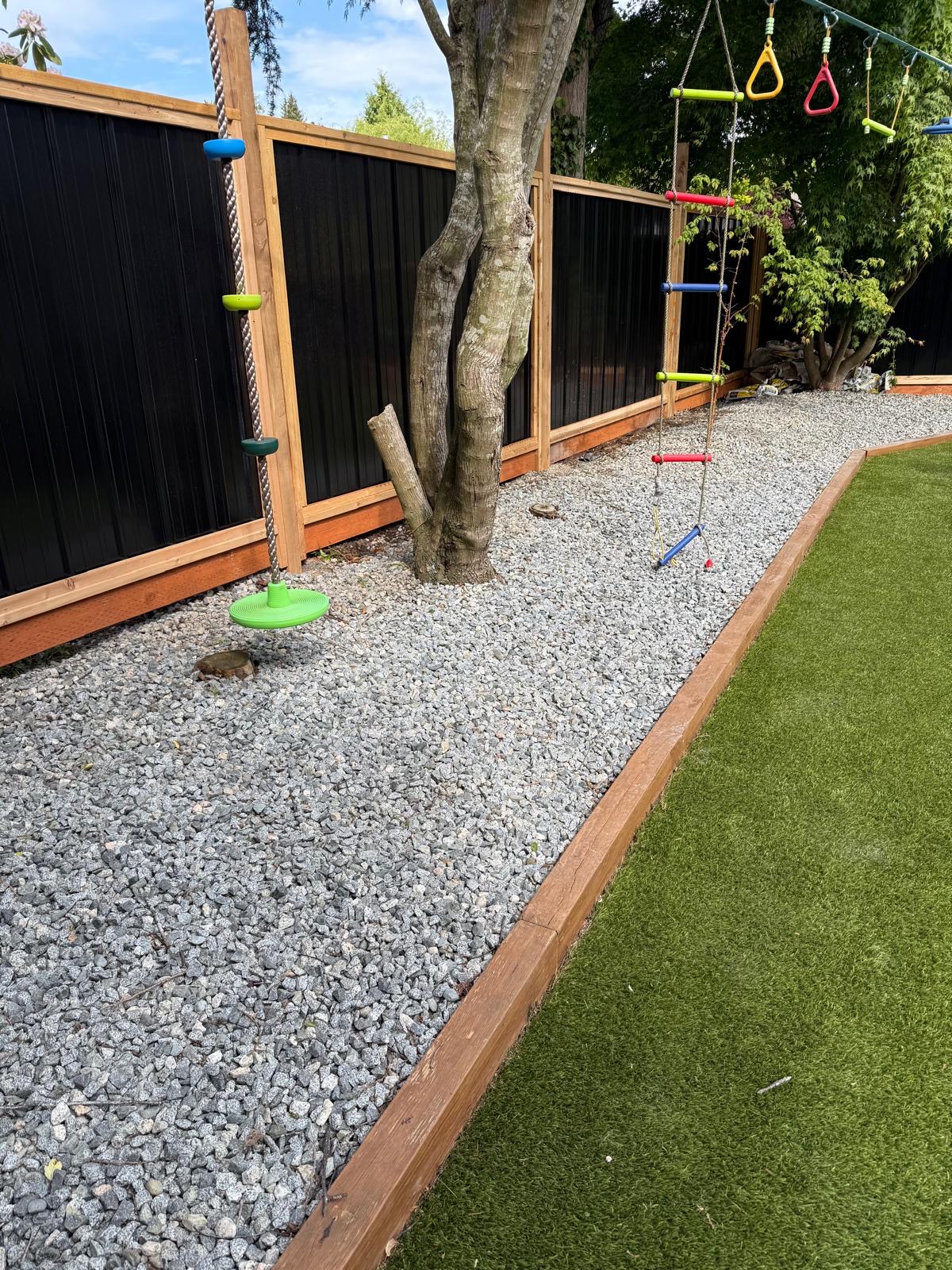 A finished back garden with turf